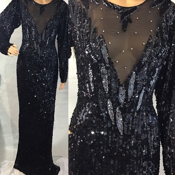 Vintage Dresses & Skirts - Vintage 80s Beaded Sequins Dynasty Glam Gown
